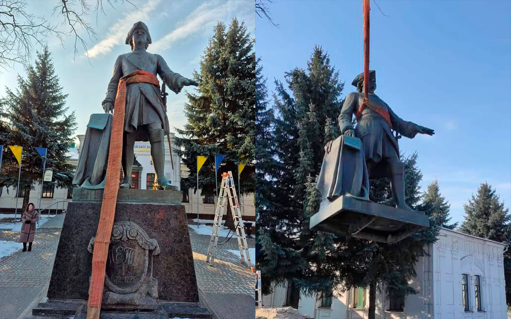 Біля музею історії Полтавської битви демонтували пам’ятник Пьотру І