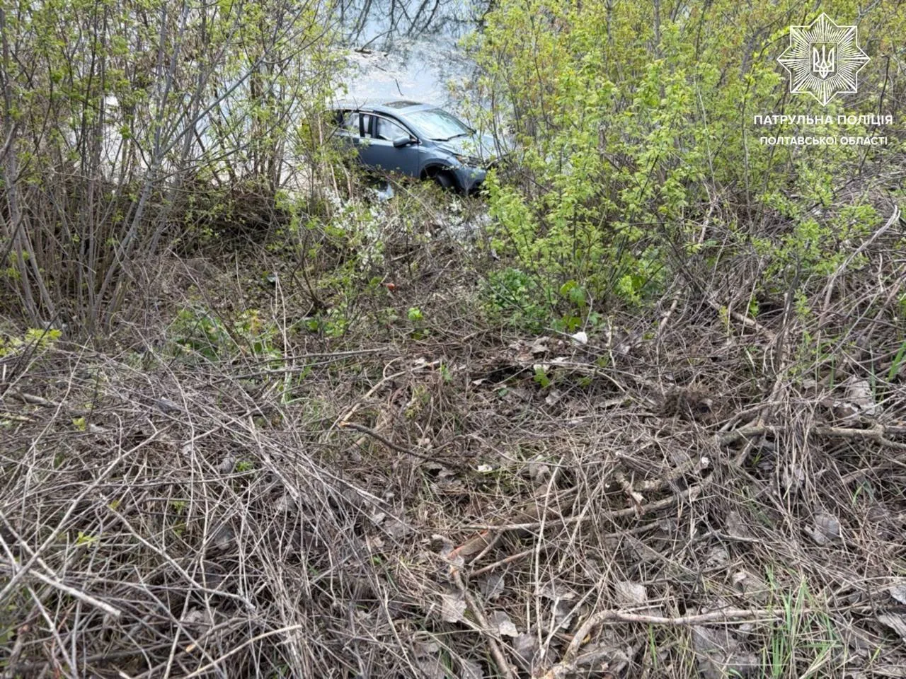 У Полтаві авто після ДТП злетіло у водойму